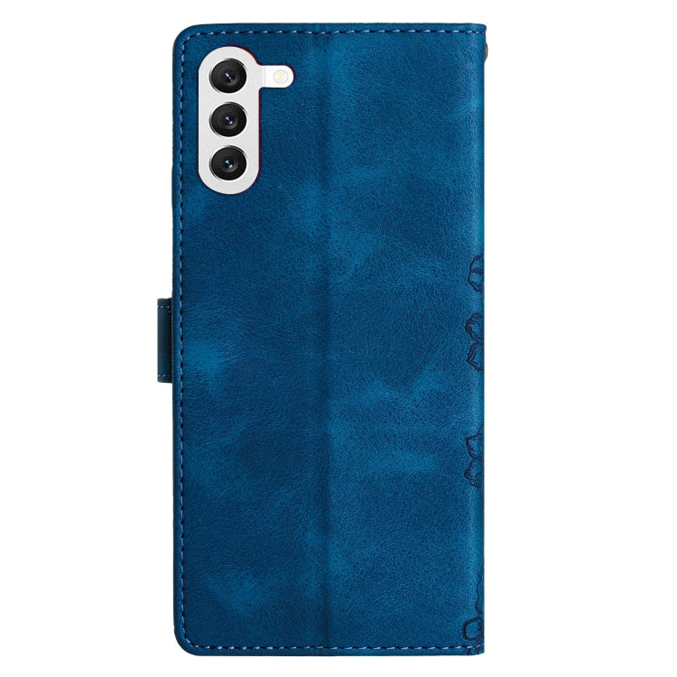 For Samsung Galaxy S24 5G Cherry Blossom Butterfly Skin Feel Embossed PU Phone Case