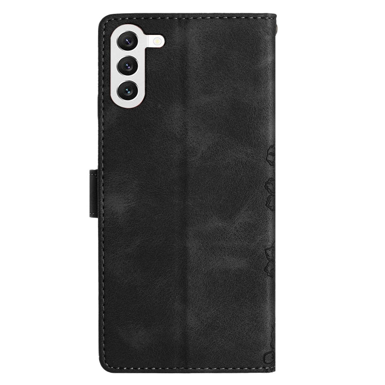 For Samsung Galaxy S24 5G Cherry Blossom Butterfly Skin Feel Embossed PU Phone Case