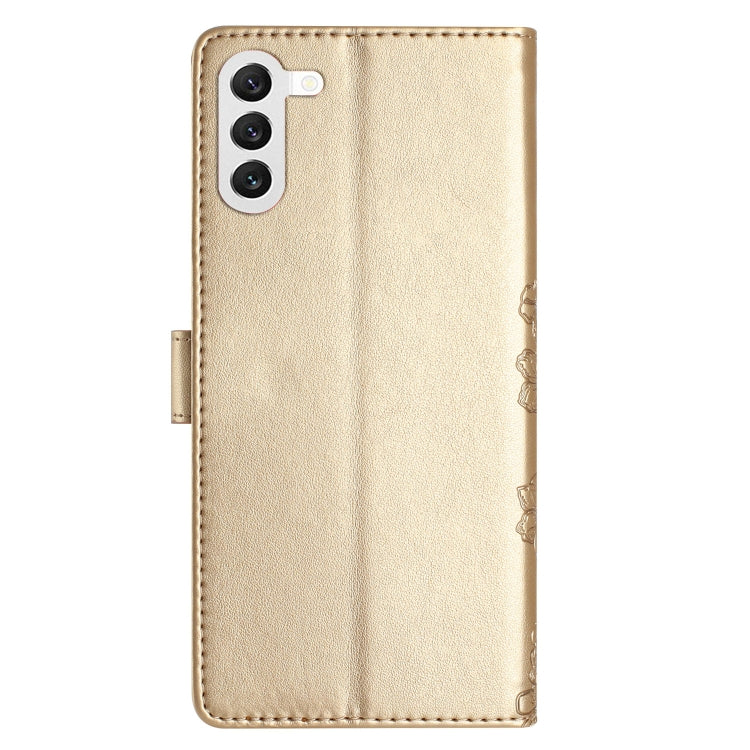 For Samsung Galaxy S24 5G Cherry Blossom Butterfly Skin Feel Embossed PU Phone Case
