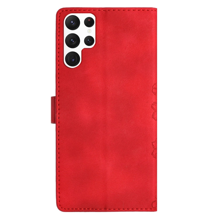 For Samsung Galaxy S24 Ultra 5G Cherry Blossom Butterfly Skin Feel Embossed PU Phone Case