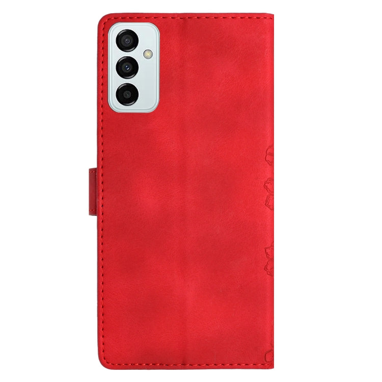 For Samsung Galaxy M23 Cherry Blossom Butterfly Skin Feel Embossed PU Phone Case