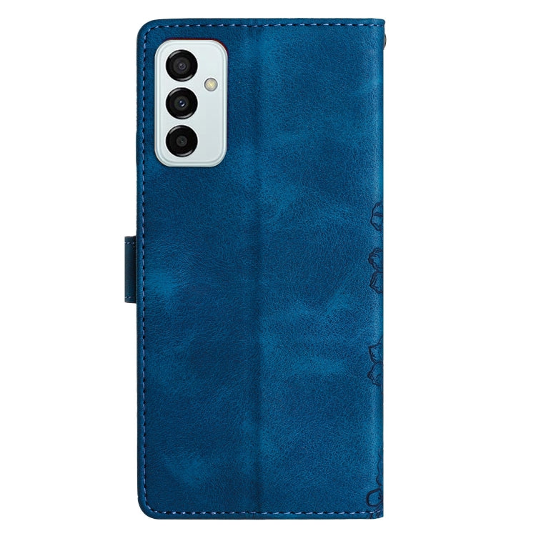 For Samsung Galaxy M52 5G Cherry Blossom Butterfly Skin Feel Embossed PU Phone Case