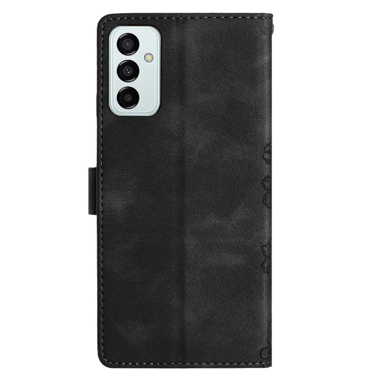 For Samsung Galaxy M52 5G Cherry Blossom Butterfly Skin Feel Embossed PU Phone Case