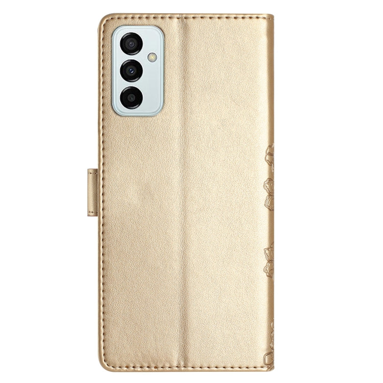 For Samsung Galaxy M52 5G Cherry Blossom Butterfly Skin Feel Embossed PU Phone Case