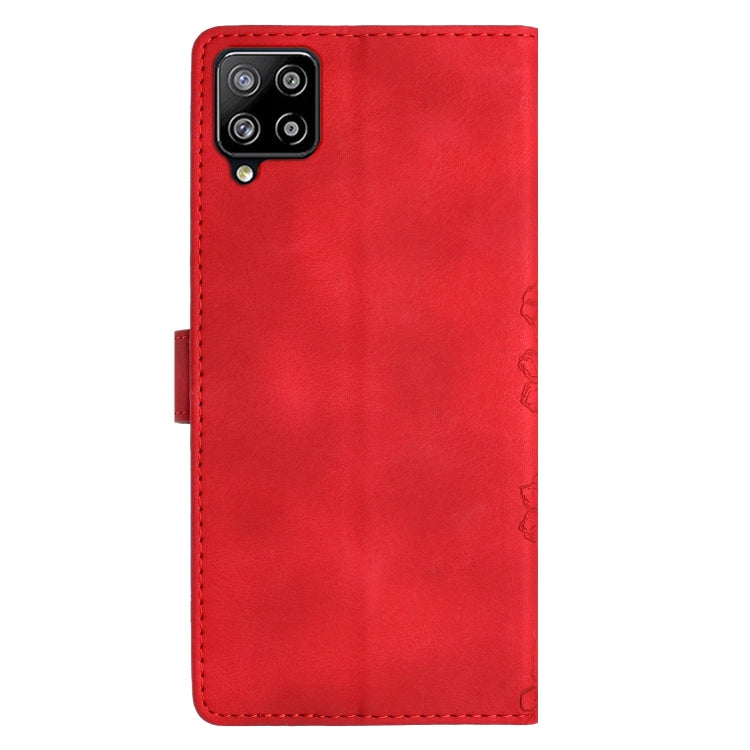 For Samsung Galaxy M53 Cherry Blossom Butterfly Skin Feel Embossed PU Phone Case