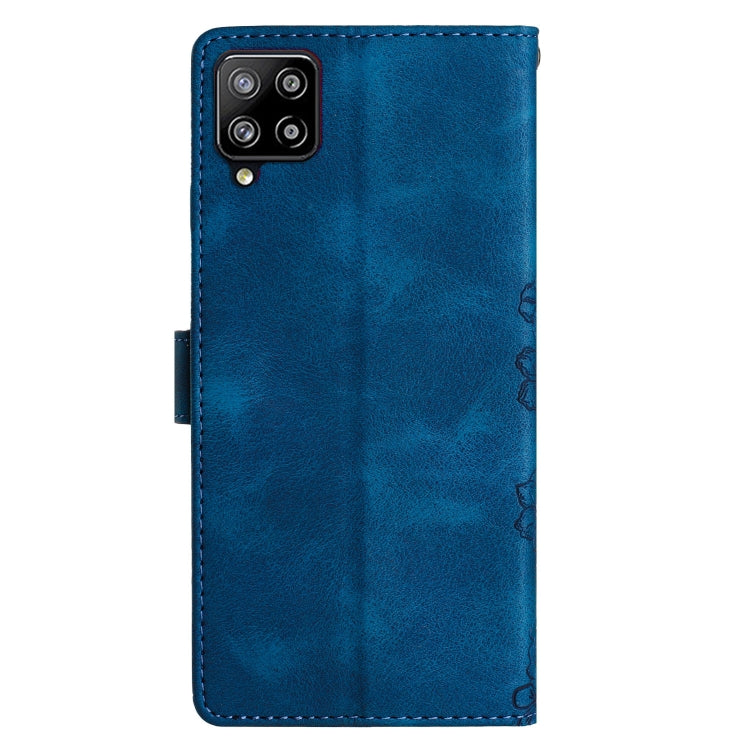 For Samsung Galaxy M53 Cherry Blossom Butterfly Skin Feel Embossed PU Phone Case