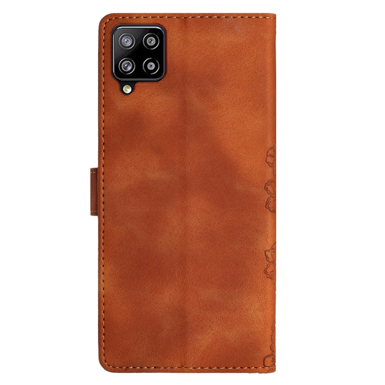 For Samsung Galaxy M53 Cherry Blossom Butterfly Skin Feel Embossed PU Phone Case