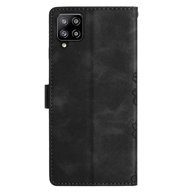 For Samsung Galaxy M53 Cherry Blossom Butterfly Skin Feel Embossed PU Phone Case