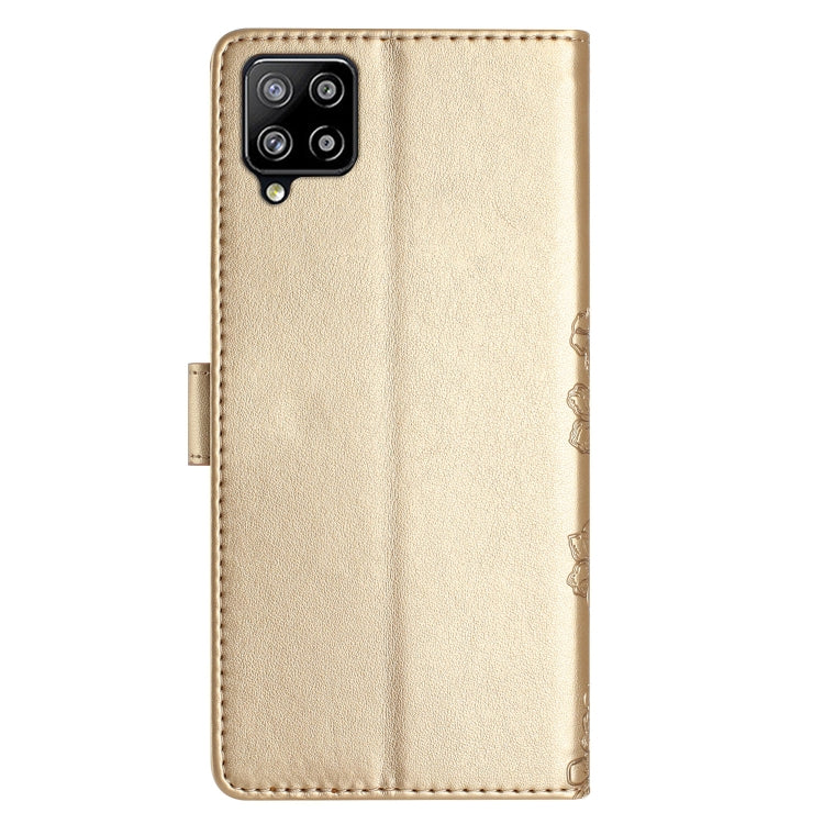For Samsung Galaxy M53 Cherry Blossom Butterfly Skin Feel Embossed PU Phone Case