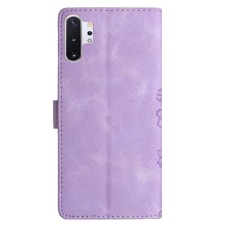 For Samsung Galaxy Note10+ Cherry Blossom Butterfly Skin Feel Embossed PU Phone Case