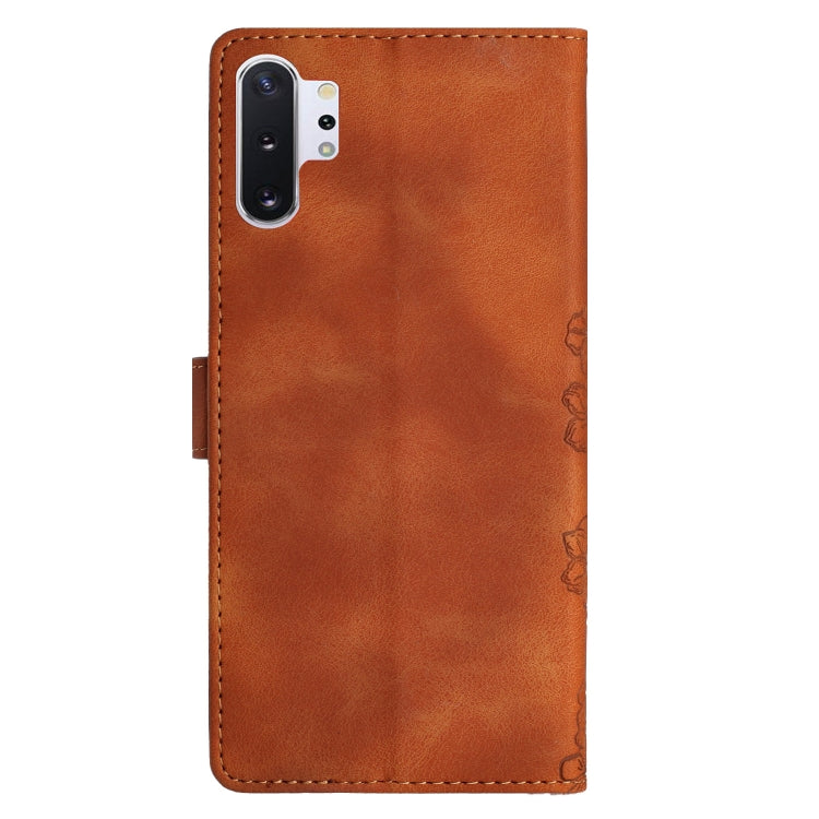 For Samsung Galaxy Note10+ Cherry Blossom Butterfly Skin Feel Embossed PU Phone Case