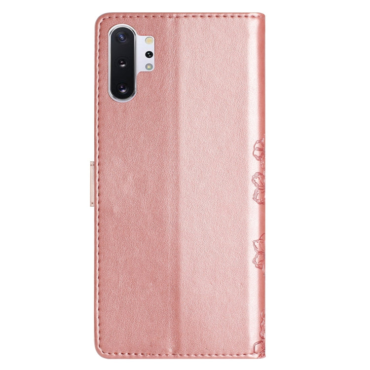 For Samsung Galaxy Note10+ Cherry Blossom Butterfly Skin Feel Embossed PU Phone Case