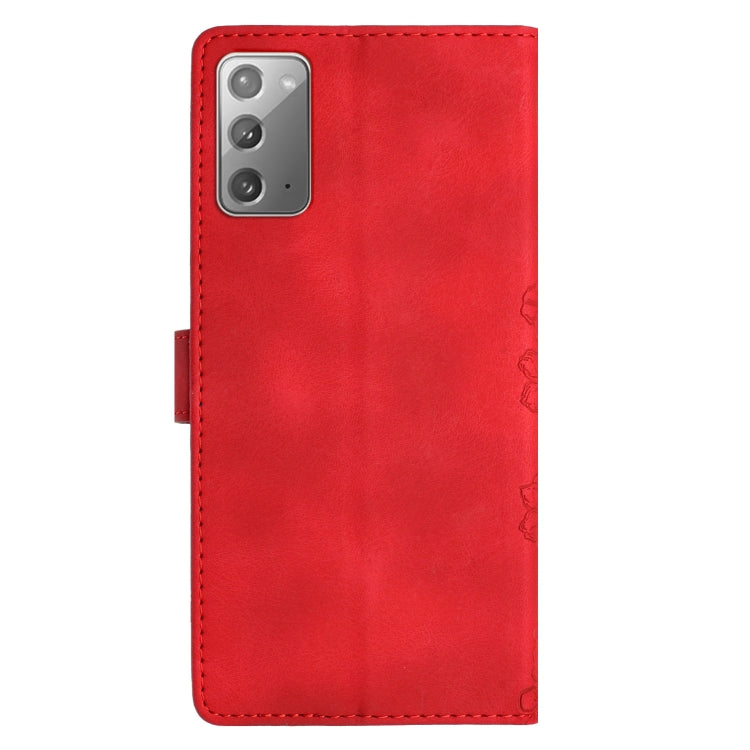 For Samsung Galaxy Note20 Cherry Blossom Butterfly Skin Feel Embossed PU Phone Case
