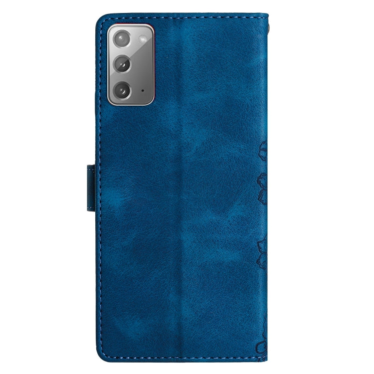 For Samsung Galaxy Note20 Cherry Blossom Butterfly Skin Feel Embossed PU Phone Case