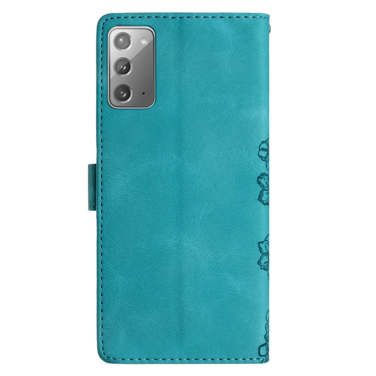 For Samsung Galaxy Note20 Cherry Blossom Butterfly Skin Feel Embossed PU Phone Case