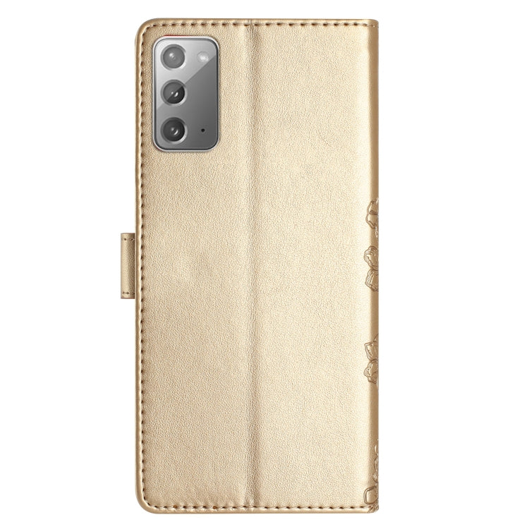 For Samsung Galaxy Note20 Cherry Blossom Butterfly Skin Feel Embossed PU Phone Case