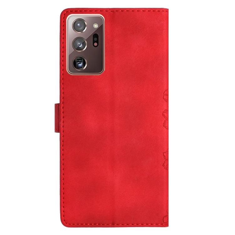 For Samsung Galaxy Note20 Ultra Cherry Blossom Butterfly Skin Feel Embossed PU Phone Case