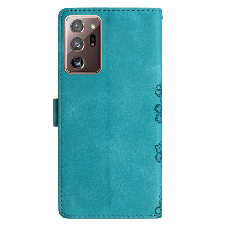 For Samsung Galaxy Note20 Ultra Cherry Blossom Butterfly Skin Feel Embossed PU Phone Case