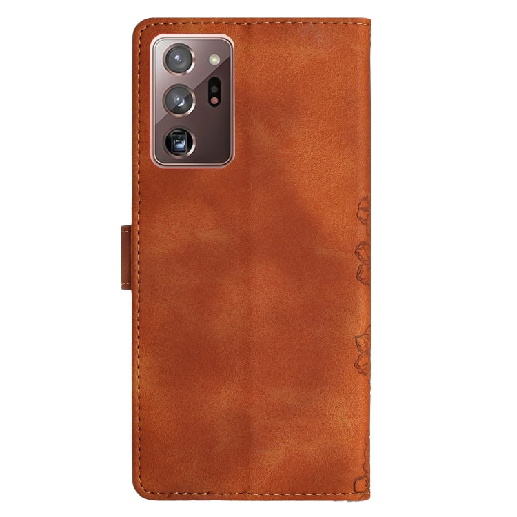 For Samsung Galaxy Note20 Ultra Cherry Blossom Butterfly Skin Feel Embossed PU Phone Case