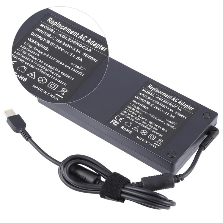 230W 20V 11.5A Laptop Notebook Power Adapter with Big Square USB Port For Lenovo Thinkpad / ThinkBook / Xiaoxin, Plug:EU Plug