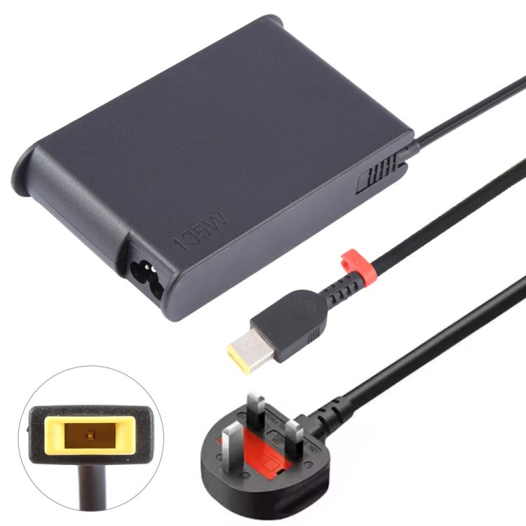135W 20V 6.75A Laptop Notebook Power Adapter with Big Square USB Port For Lenovo Thinkpad / ThinkBook / Xiaoxin, Plug:UK Plug