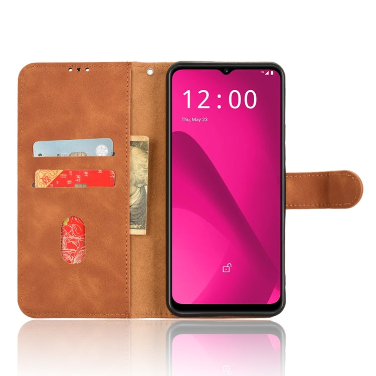 For T-Mobile Revvl 7 5G Skin Feel Magnetic Flip Leather Phone Case