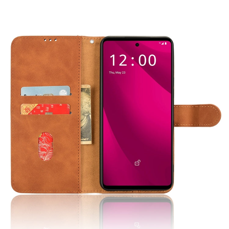 For T-Mobile Revvl 7 Pro 5G Skin Feel Magnetic Flip Leather Phone Case