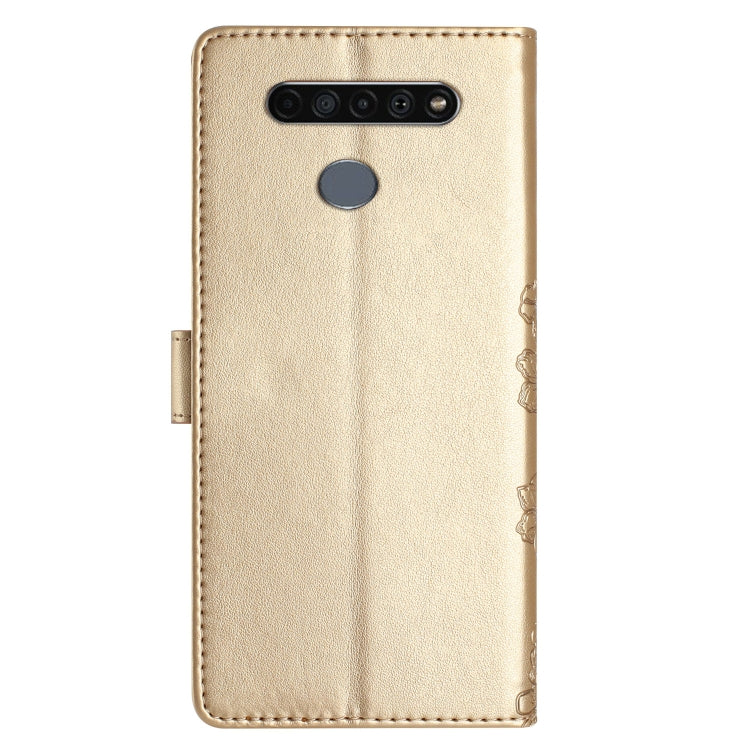 For LG K51S Cherry Blossom Butterfly Skin Feel Embossed PU Phone Case
