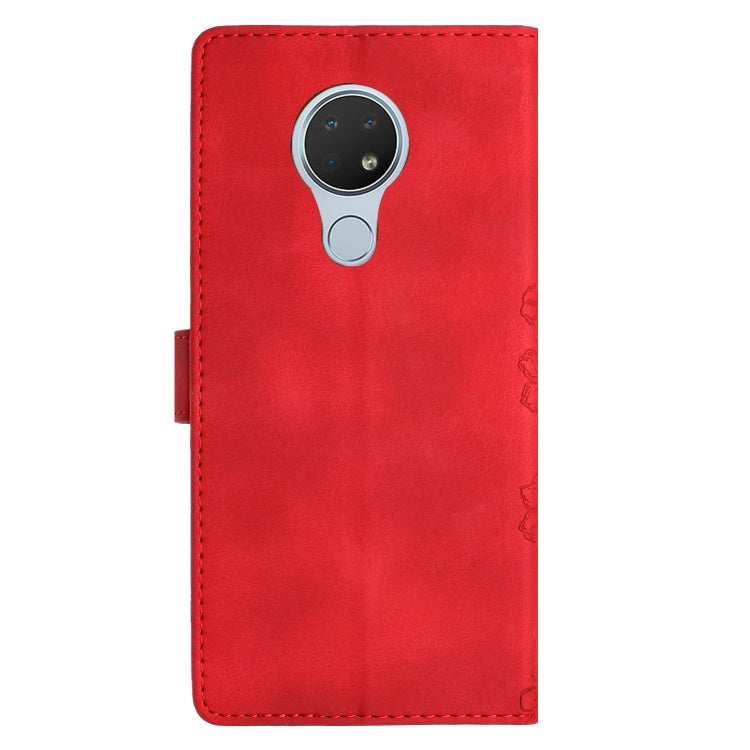 For Nokia 6.2 / 7.2 Cherry Blossom Butterfly Skin Feel Embossed PU Phone Case