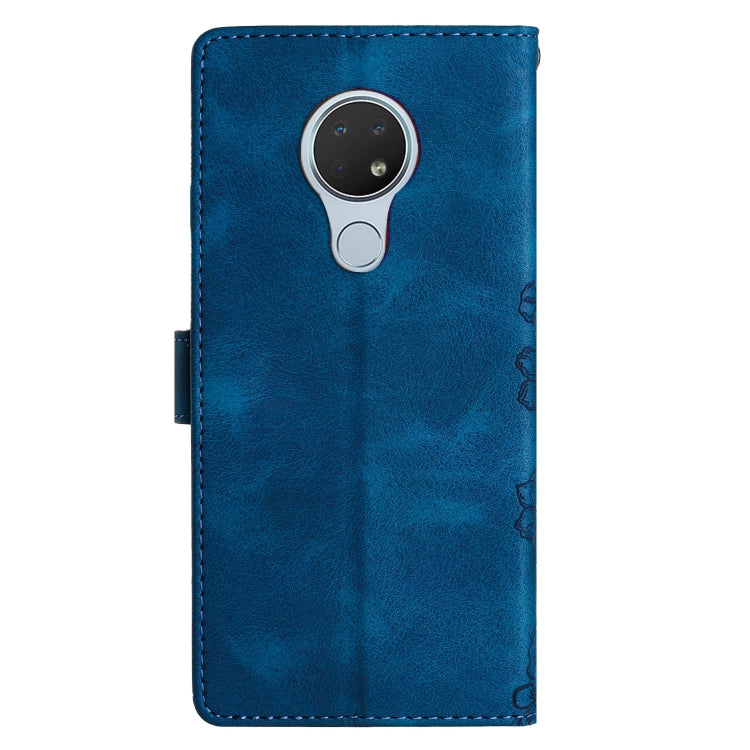 For Nokia 6.2 / 7.2 Cherry Blossom Butterfly Skin Feel Embossed PU Phone Case