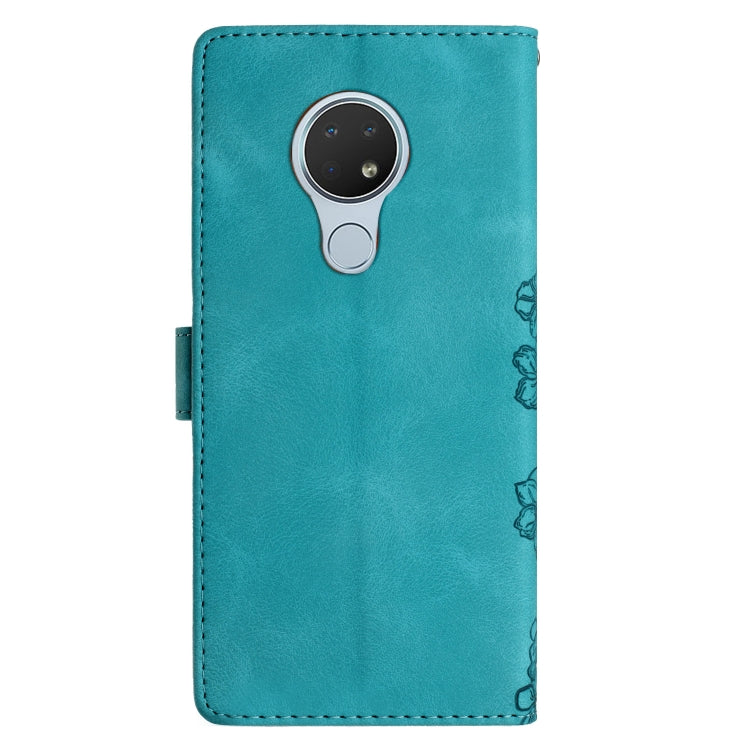 For Nokia 6.2 / 7.2 Cherry Blossom Butterfly Skin Feel Embossed PU Phone Case