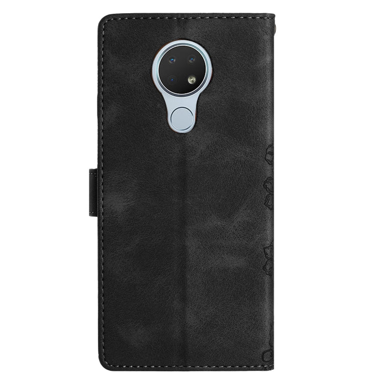 For Nokia 6.2 / 7.2 Cherry Blossom Butterfly Skin Feel Embossed PU Phone Case