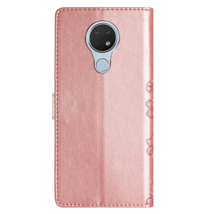 For Nokia 6.2 / 7.2 Cherry Blossom Butterfly Skin Feel Embossed PU Phone Case