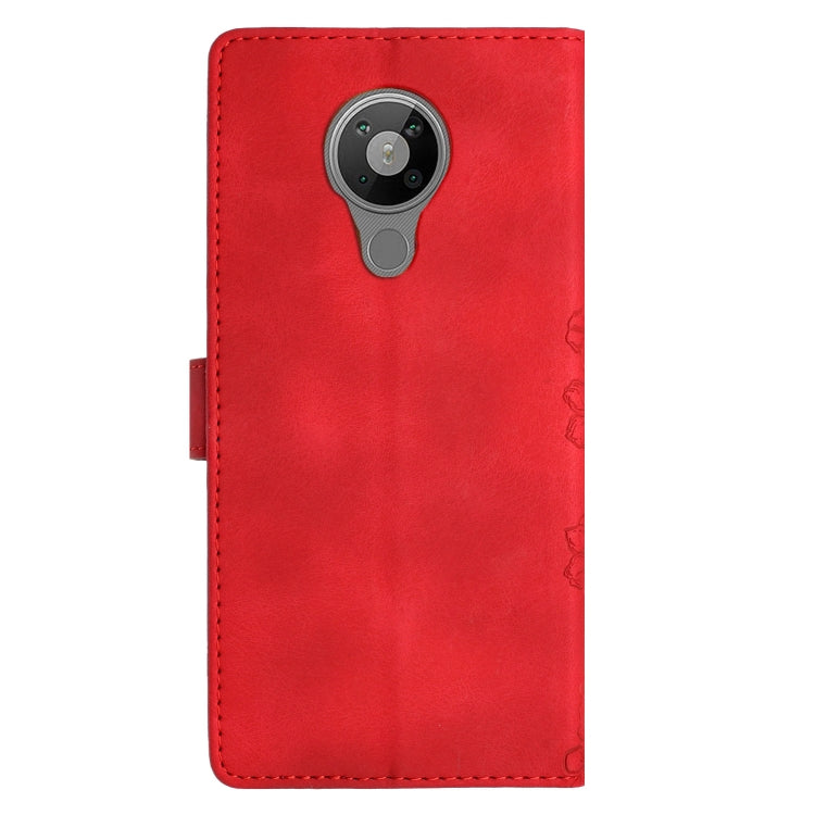 For Nokia 5.4 Cherry Blossom Butterfly Skin Feel Embossed PU Phone Case