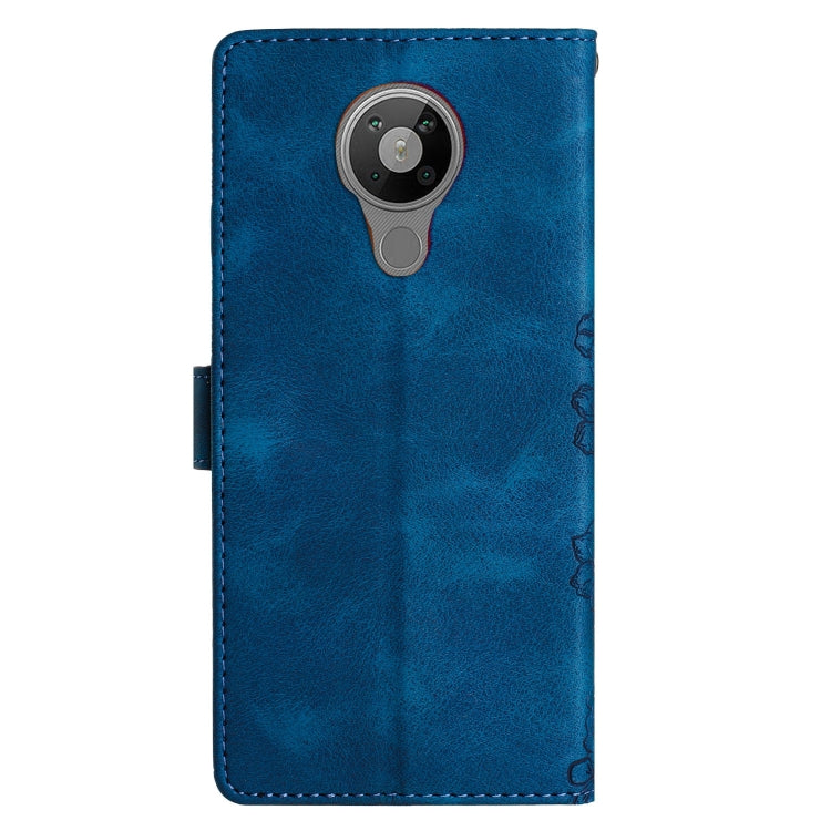 For Nokia 5.4 Cherry Blossom Butterfly Skin Feel Embossed PU Phone Case