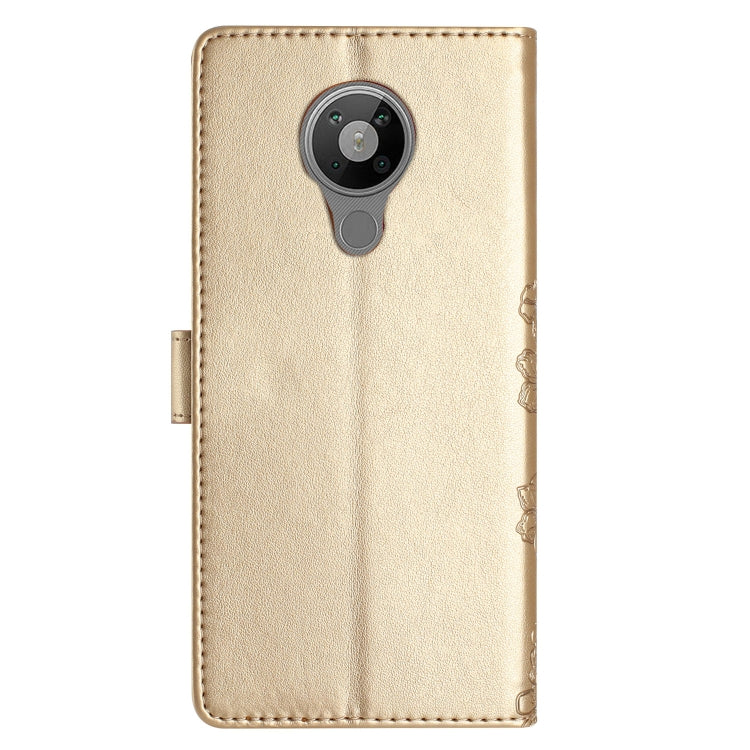 For Nokia 5.4 Cherry Blossom Butterfly Skin Feel Embossed PU Phone Case