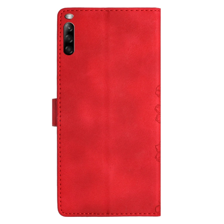 For Sony Xperia L4 Cherry Blossom Butterfly Skin Feel Embossed PU Phone Case