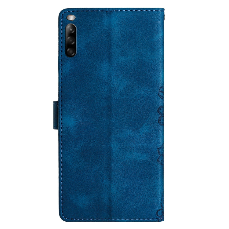 For Sony Xperia L4 Cherry Blossom Butterfly Skin Feel Embossed PU Phone Case