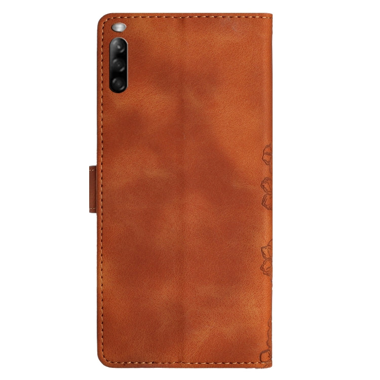 For Sony Xperia L4 Cherry Blossom Butterfly Skin Feel Embossed PU Phone Case