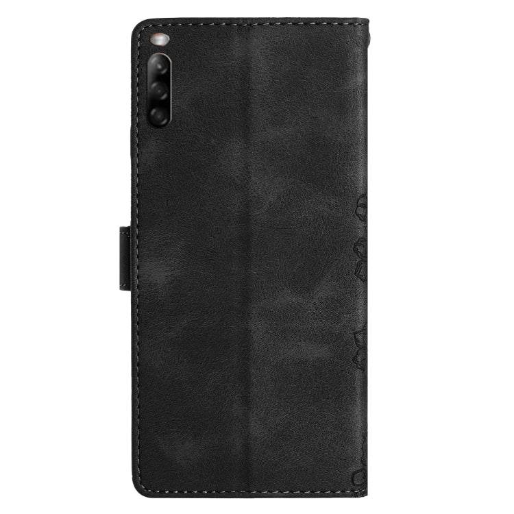 For Sony Xperia L4 Cherry Blossom Butterfly Skin Feel Embossed PU Phone Case