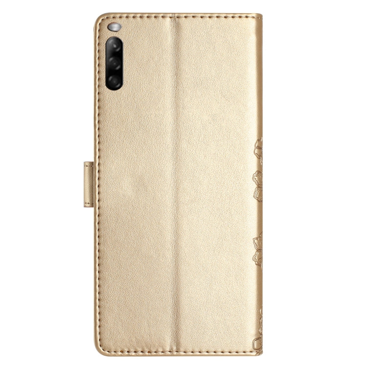 For Sony Xperia L4 Cherry Blossom Butterfly Skin Feel Embossed PU Phone Case