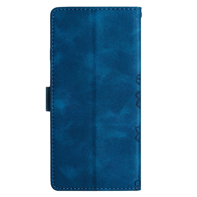 For Sony Xperia L3 Cherry Blossom Butterfly Skin Feel Embossed PU Phone Case