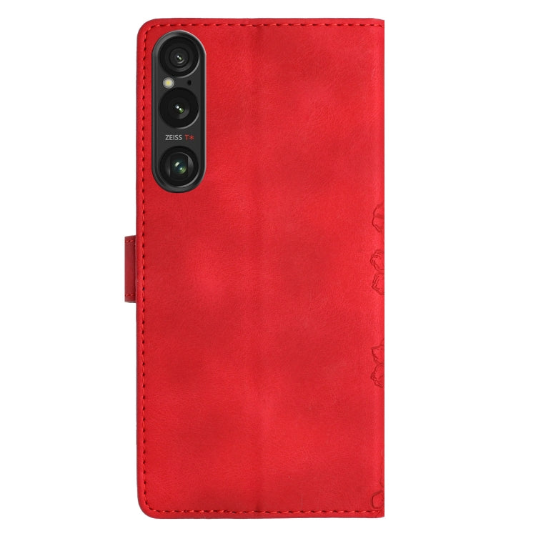 For Sony Xperia 1 VI Cherry Blossom Butterfly Skin Feel Embossed PU Phone Case