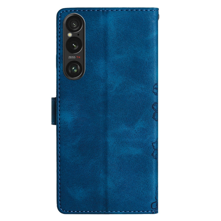 For Sony Xperia 1 VI Cherry Blossom Butterfly Skin Feel Embossed PU Phone Case