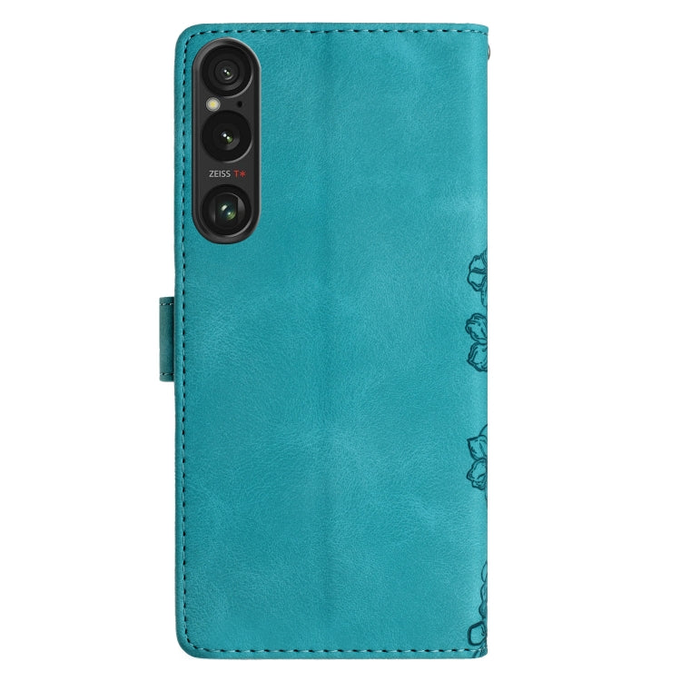 For Sony Xperia 1 VI Cherry Blossom Butterfly Skin Feel Embossed PU Phone Case