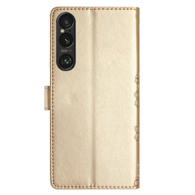 For Sony Xperia 1 VI Cherry Blossom Butterfly Skin Feel Embossed PU Phone Case