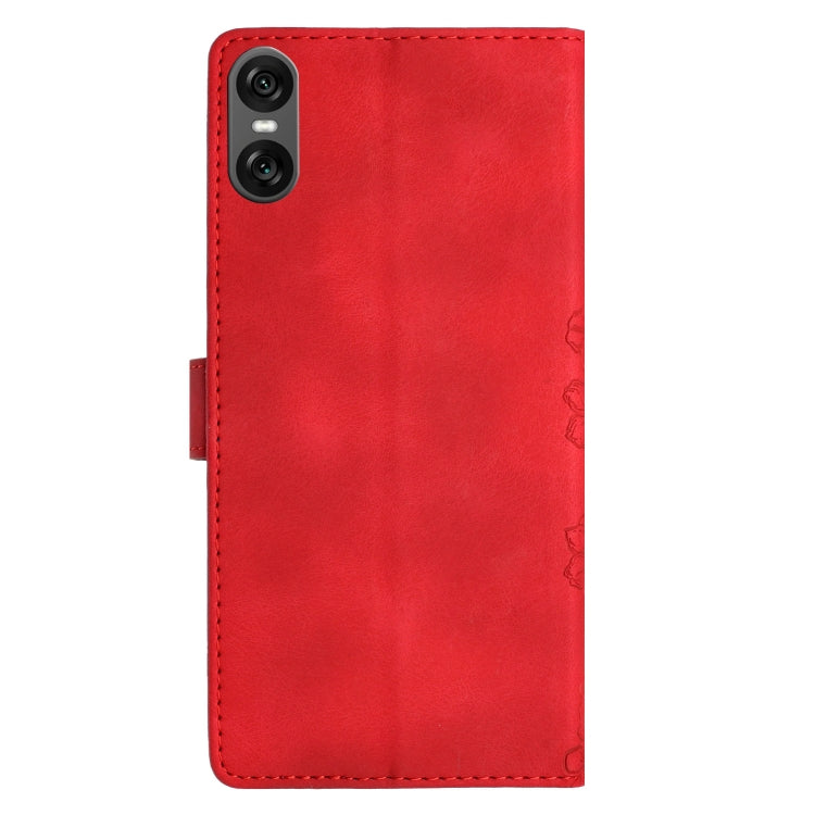 For Sony Xperia 10 VI Cherry Blossom Butterfly Skin Feel Embossed PU Phone Case