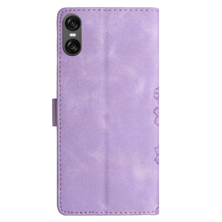 For Sony Xperia 10 VI Cherry Blossom Butterfly Skin Feel Embossed PU Phone Case