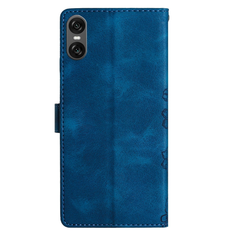 For Sony Xperia 10 VI Cherry Blossom Butterfly Skin Feel Embossed PU Phone Case