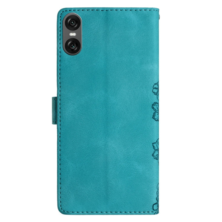 For Sony Xperia 10 VI Cherry Blossom Butterfly Skin Feel Embossed PU Phone Case